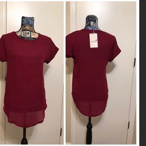 NWT Mokingtop  short sleeves Burgundy Tunic Top